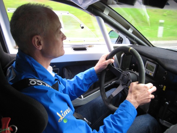 Andris Dambis at the wheel of electric OSCar eO on its way to Rīga before Tallinn-Monaco Rally