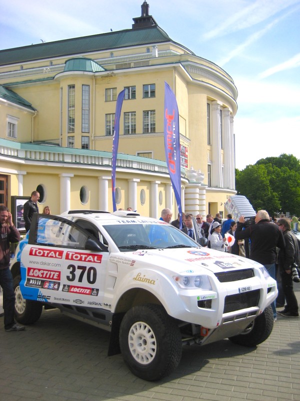 Electric OSCar eO rally car near the opera house in Tallinn